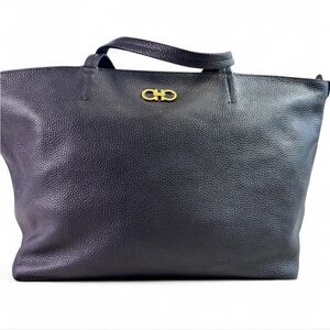 Salvatore Ferragamo deep Navy Blue Leather Tote